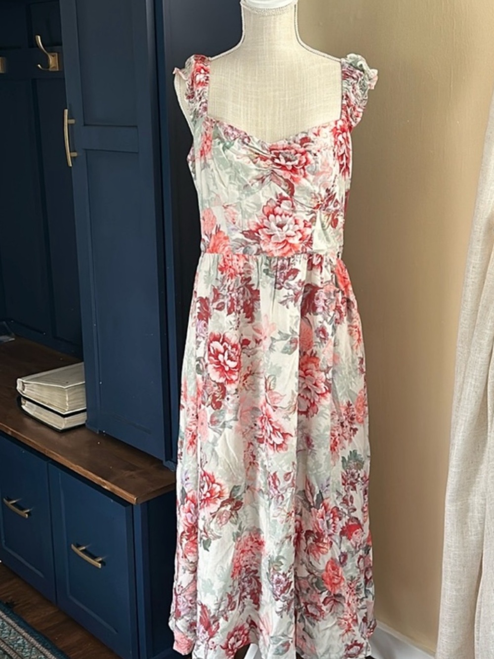 Guess Floral Maxi Dress in Pink and Green